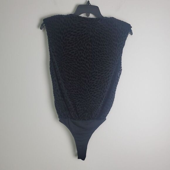 Ramy Brook Regina Black Velvet Printed Bodysuit - Size XXS - Picture 3 of 10